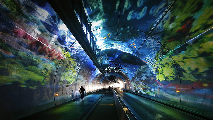 Tunnel de la Croix Rousse, Alpes, France, Rhône-Alpes, Lyon, tunnel, trafic, route, Auvergne-Rhône-Alpes, Fond d'écran HD