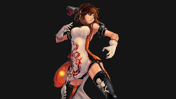 weibliche Zeichentrickfigur Illustration, ohne Titel, Anime Mädchen, Anime, Overknee, Klinge und Seele, Videospiele, Dungeon und Kämpfer, HD-Hintergrundbild
