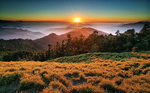 Sunset Mountains Awan Kabut Taman Nasional Taroko Cina Taiwan Nature Landscape Hd Wallpaper Untuk Ponsel Tablet Dan Laptop 3840 × 2400, Wallpaper HD HD wallpaper
