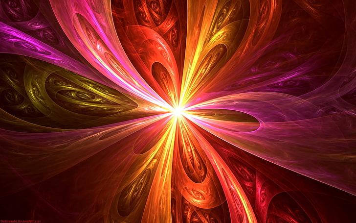 red and yellow plastic toy, fractal, focal point, HD wallpaper