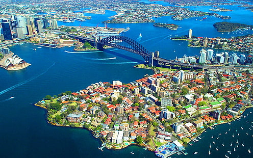 Kota, Sydney, Kota, Jembatan Pelabuhan Sydney, Gedung Opera Sydney, Wallpaper HD HD wallpaper