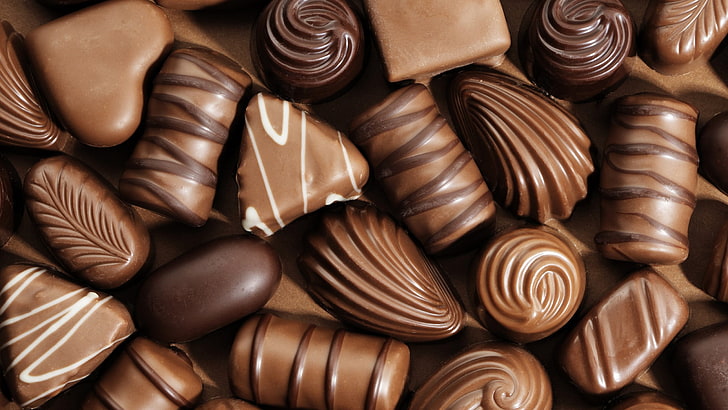 czekoladki w różnych kształtach, żywność, Fazer, czekolada, Tapety HD