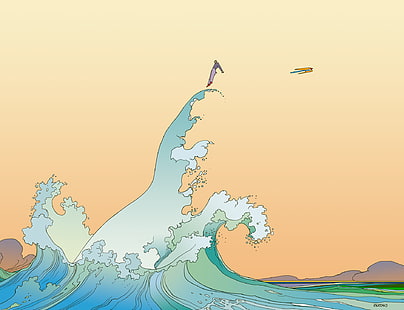 Mœbius ، كاريكاتير ، عمل فني ، بحر ، أمواج، خلفية HD HD wallpaper