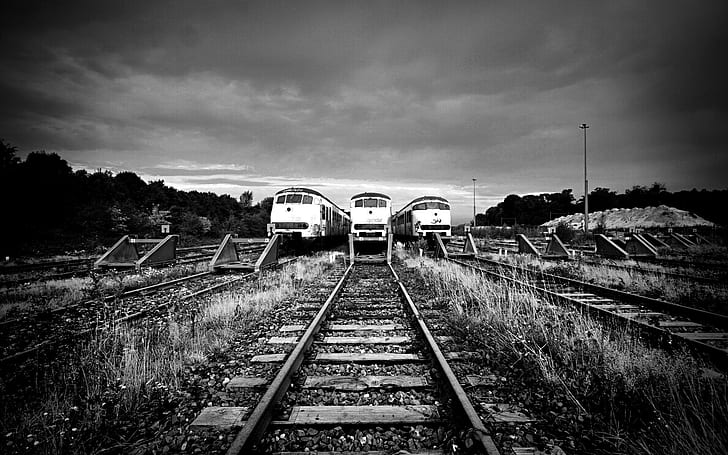 monokrom, kereta api, kendaraan, Wallpaper HD