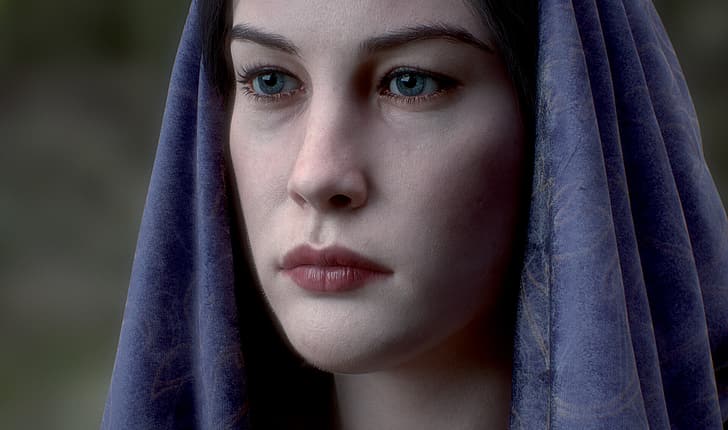 wanita, wajah, Arwen, Liv Tyler, Penguasa Cincin, mata biru, elf, Wallpaper HD