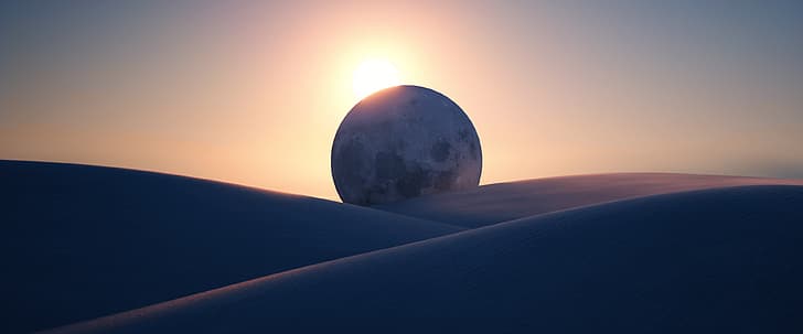 Moon, Sun, HD wallpaper