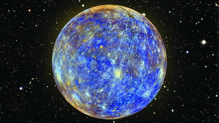 Hubble Deep Field, space, stars, blue, Mercury, NASA, planet, Photoshop, spectrography, HD wallpaper