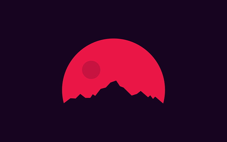 luna insanguinata illustrazione, Marte, opera d'arte, minimalismo, rosso, Sfondo HD
