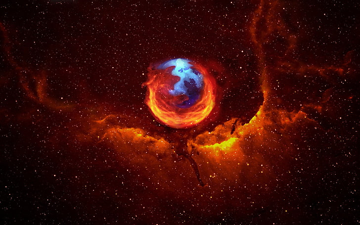 Mozilla Firefox logo خلفية رقمية ، Mozilla Firefox ، مساحة ، مجردة ، متصفح ، إنترنت ، فن رقمي، خلفية HD