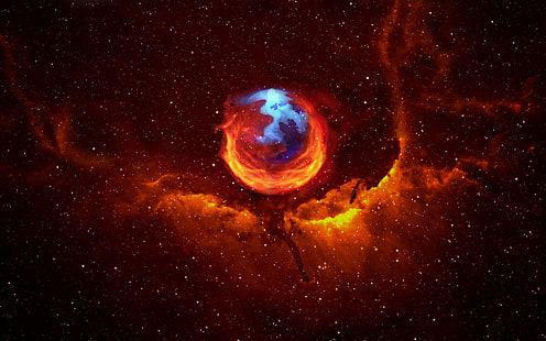 Logo Mozilla Firefox, tapeta cyfrowa, Mozilla Firefox, przestrzeń, abstrakcja, przeglądarka, internet, sztuka cyfrowa, Tapety HD HD wallpaper