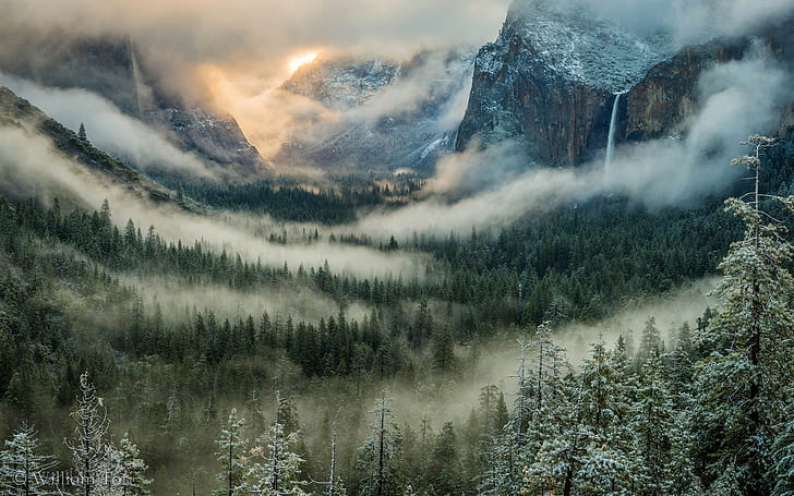 natureza, paisagem, névoa, montanhas, HD papel de parede