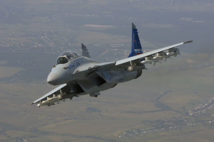 gray fighter jet, flight, fighter, missiles, Russia, multipurpose, MiG-35, The MiG-35, generation 