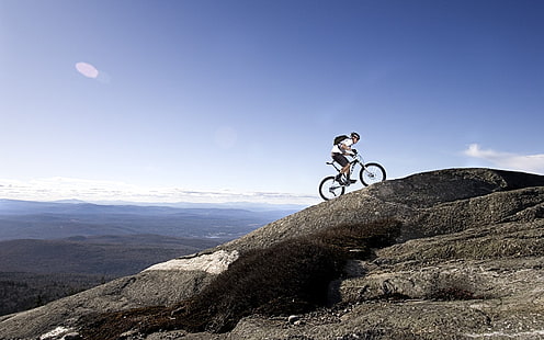 Mountain Bike Race, природа, камни, мальчик, спорт, HD обои HD wallpaper