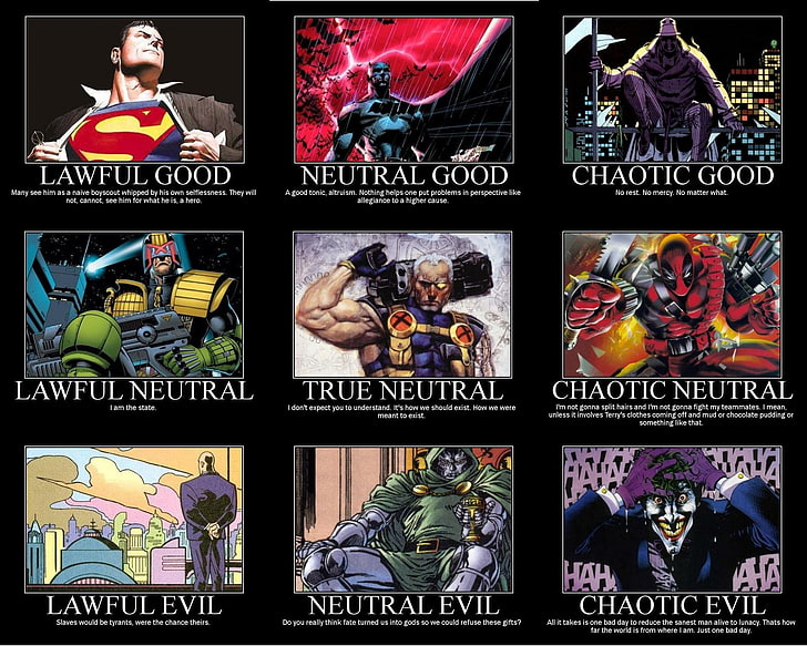 nio DC och Marvel karaktärer collage illustration, Superman, Batman, Joker, DC Comics, Marvel Comics, HD tapet