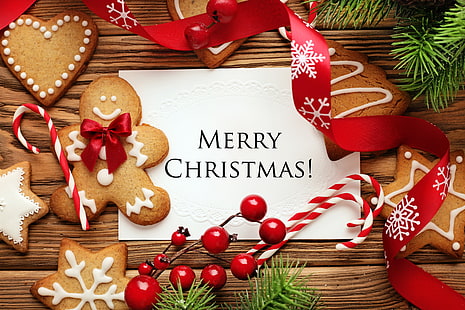 メリークリスマス看板、新年、クッキー、クリスマス、ケーキ、甘い、クリスマス、,薬、装飾、ジンジャーブレッド、メリー、 HDデスクトップの壁紙 HD wallpaper