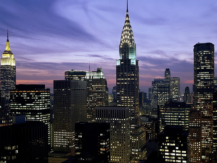 высотные здания, нью-йорк, городской пейзаж, HD обои