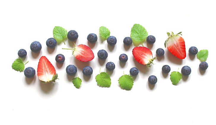 balm, berries, blueberries, delicious, eat, food, fruit, fruits, healthy, nutrition, red, strawberries, sweet, vegan, vitamins, HD wallpaper