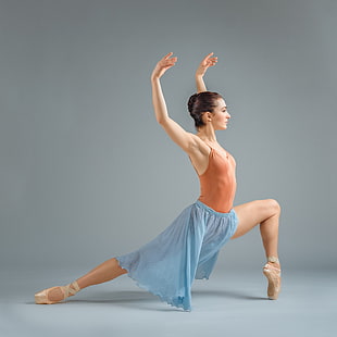women, ballerina, simple background, arms up, armpits, HD wallpaper HD wallpaper