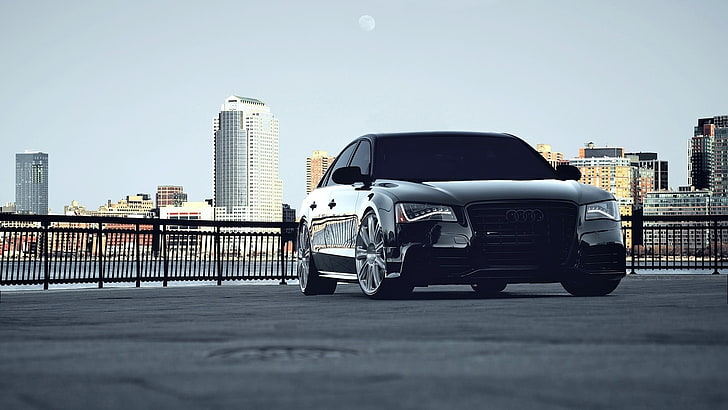 black Audi sedan, Audi, Audi s8, car, vehicle, HD wallpaper