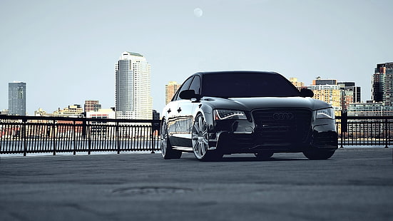 sedan hitam Audi, Audi, Audi s8, mobil, kendaraan, Wallpaper HD HD wallpaper