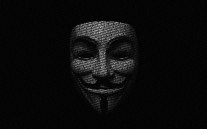 Anonimo, arte digitale, viso, maschera di Guy Fawkes, hacker, hacking, Sfondo HD
