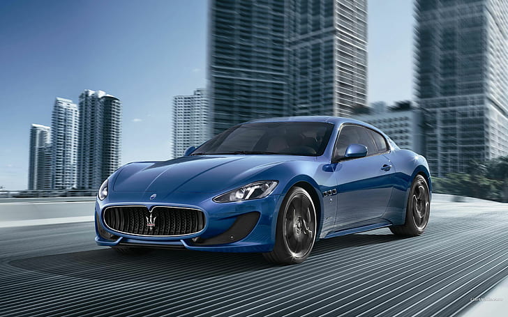 Maserati Granturismo Motion Blur Buildings Skyscrapers HD, автомобили, сгради, размазване, небостъргачи, движение, maserati, granturismo, HD тапет
