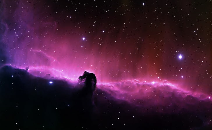 Туманность Конская Голова, Черно-фиолетовая галактика, Космос, Туманность, Туманность Конская Голова, Конская Голова, HD обои