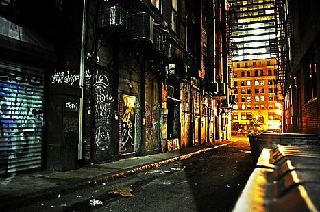 graffiti city night, HD wallpaper HD wallpaper