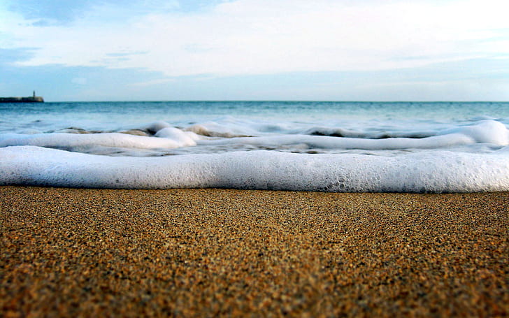 해변 바다 거품 HD, 하얀 바다 파도 거품, 자연, 바다, 해변, 거품, HD 배경 화면