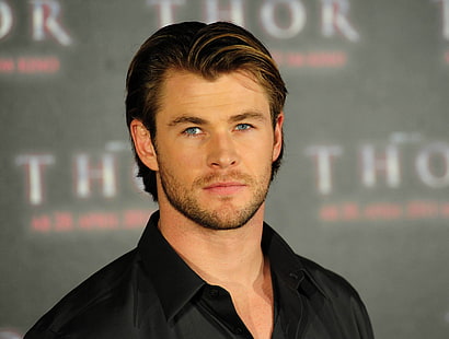 Chris Hemsworth, Chris Hemsworth, oczy, włosy, fryzura, tło, Tapety HD HD wallpaper