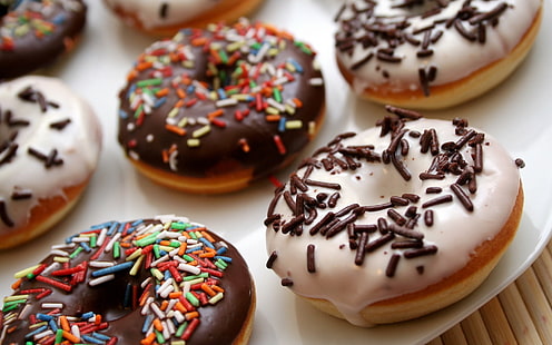 donut, sprinkles, food, sweets, HD wallpaper HD wallpaper
