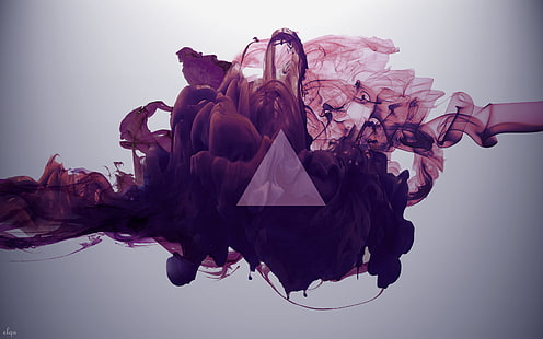 abstract, smoke, triangle, ink, purple, HD wallpaper HD wallpaper
