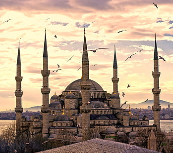 آيا صوفيا ، الإسلام ، اسطنبول ، الطبيعة، خلفية HD HD wallpaper