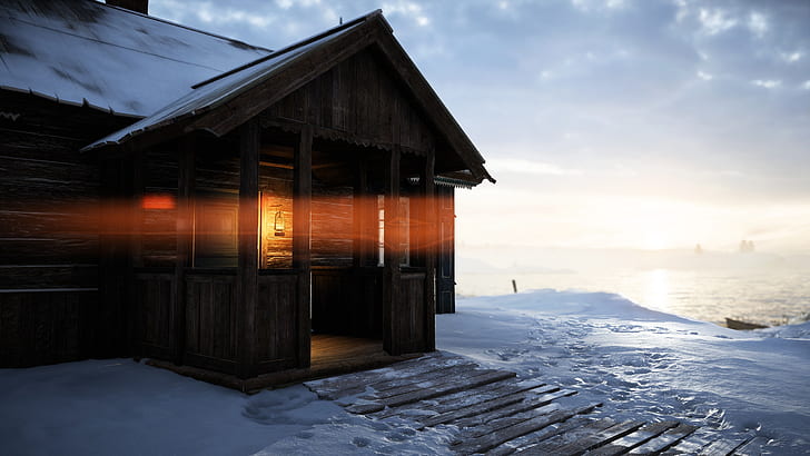 Winter, Schnee, Kälte, Haus, HD-Hintergrundbild