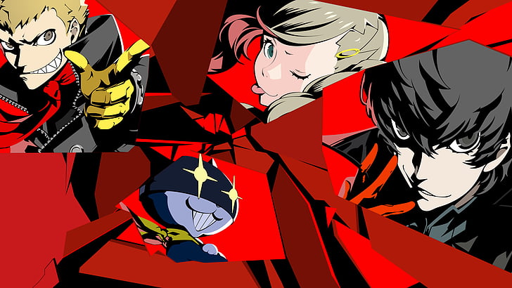 Persona, Persona 5, Akira Kurusu, Ann Takamaki, Morgana (Persona), Ryuji Sakamoto, HD wallpaper