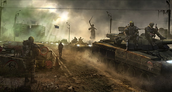 krig, soldater, stridsvagnar, förföljare, Survarium, överlevnadszonen, HD tapet HD wallpaper