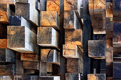 الكثير سجل الخشب البني والخشب والملمس، خلفية HD HD wallpaper