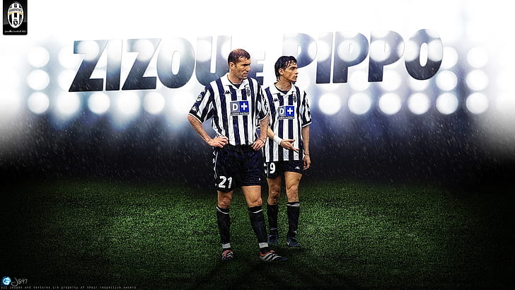 Piłka nożna, Juventus F.C., Filippo Inzaghi, Zinedine Zidane, Tapety HD