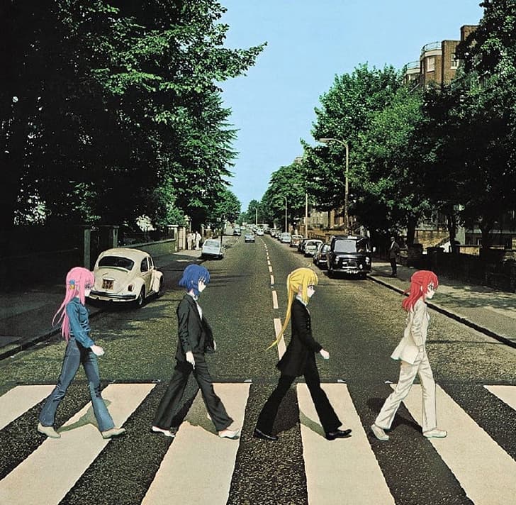 อะนิเมะ สาวการ์ตูน BOCCHI THE ROCK! Gotou Hitori Nijika Ijichi Ryo Yamada Kita Ikuyo The Beatles Abbey Road อารมณ์ขัน, วอลล์เปเปอร์ HD