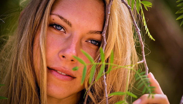 Krystal Boyd, model, women, face, blue eyes, women outdoors, portrait, HD wallpaper