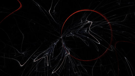 negro, oscuridad, arte abstracto, círculo, 8k uhd, oscuro, noche, Fondo de pantalla HD HD wallpaper
