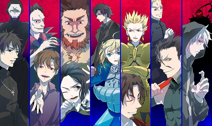 Fate Series, Fate/Zero, Archer (Fate/Zero), Assassin (Fate/Zero), Berserker (Fate/Zero), Caster (Fate/Zero), Gilgamesh (Fate Series), Kariya Matou, Kayneth El-Melloi Archibald, Kirei Kotomine, Kiritsugu Emiya, Lancer (Fate/Zero), Rider (Fate/Zero), Ryuunosuke Uryuu, Saber (Fate Series), Tokiomi Tohsaka, Velvet Waver, HD wallpaper