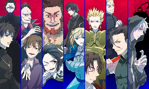 Fate Series, Fate/Zero, Archer (Fate/Zero), Assassin (Fate/Zero), Berserker (Fate/Zero), Caster (Fate/Zero), Gilgamesh (Fate Series), Kariya Matou, Kayneth El-Melloi Archibald, Kirei Kotomine, Kiritsugu Emiya, Lancer (Fate/Zero), Rider (Fate/Zero), Ryuunosuke Uryuu, Saber (Fate Series), Tokiomi Tohsaka, Velvet Waver, HD wallpaper HD wallpaper