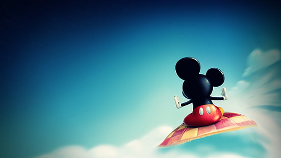 Mickey Mouse, Disney, fundo azul, desenho animado, HD papel de parede HD wallpaper