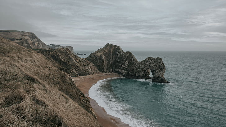 photography, landscape, cliff, coast, sea, Dorset, Durdle Door, HD wallpaper
