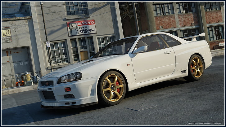 white coupe, Nissan GT-R, Nissan Skyline GT-R R34, car, HD wallpaper