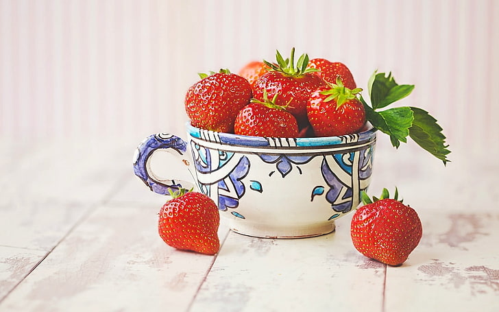 bunch of strawberry, strawberries, cup, berries, ripe, HD wallpaper