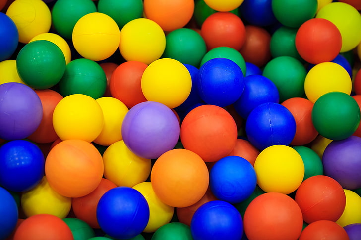 assorted-color plastic ball lot, balls, colored, a lot, HD wallpaper