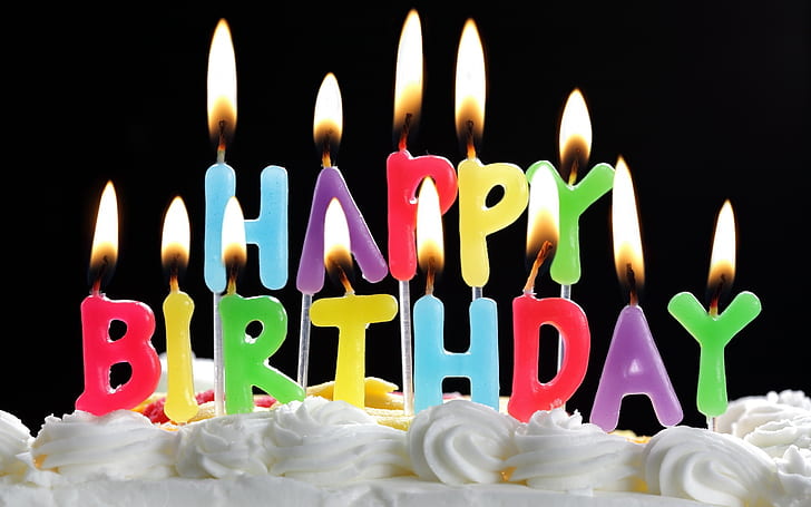 Torta e candele di buon compleanno, buon compleanno, torta, candela, Sfondo HD