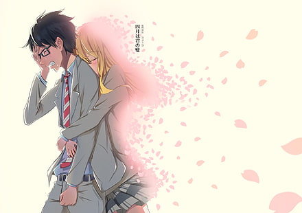 иллюстрация персонажа мужского аниме, Аниме, Твоя ложь в апреле, Каори Миязоно, Коусей Арима, HD обои HD wallpaper